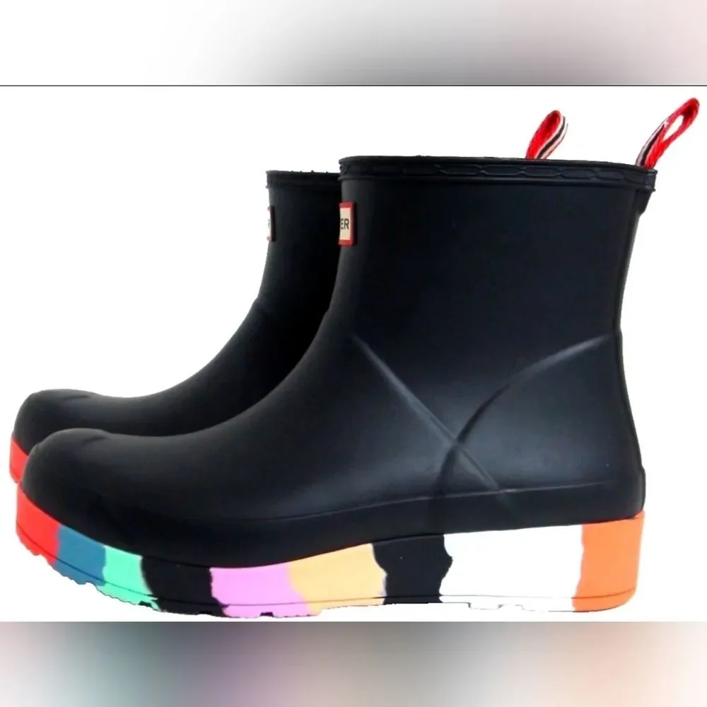Hunter Pride Limited Edition Play Colorful Stripe Rain Boots Men 9 Women 10
